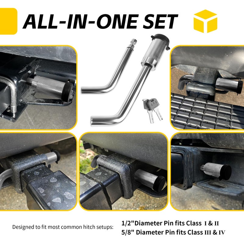 MAXXHAUL 50058 Hitch Receiver Lock with 5/8" and 1/2" Pins for 1-1/4", 2" and 2-1/2" Hitch Receivers - Image 3
